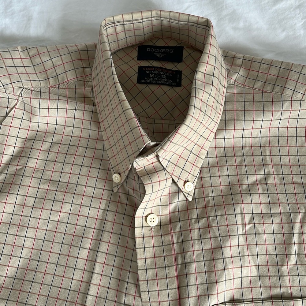 Vintage Dockers short sleeve checked button down shirt sz M